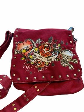 Loved-N-Lost Red Studded Crossbody/Messenger Bag